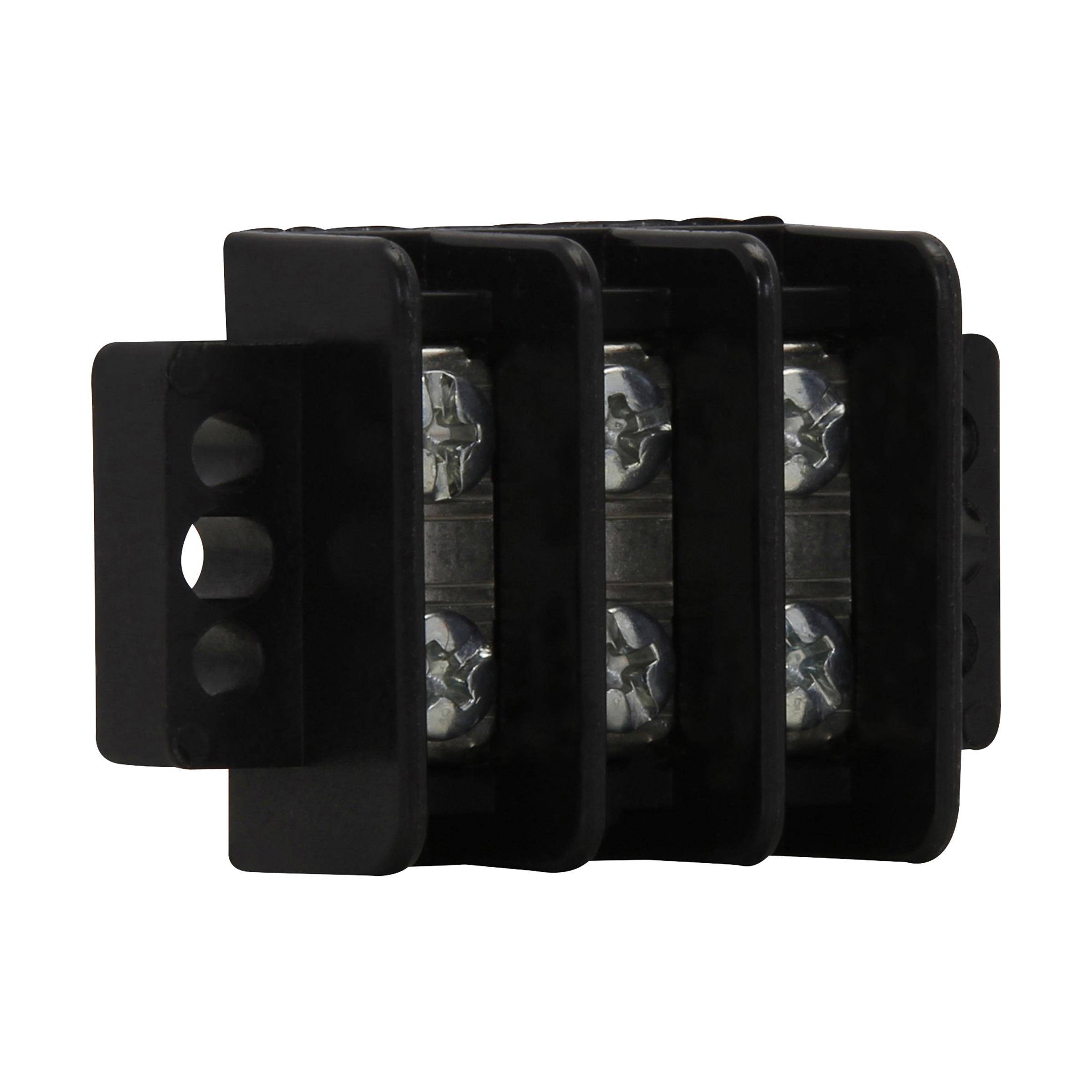 Bussmann TB200HB-03QC3 Double Row Terminal Block Strips and Barrier Block, 600 V, 30 A, Black
