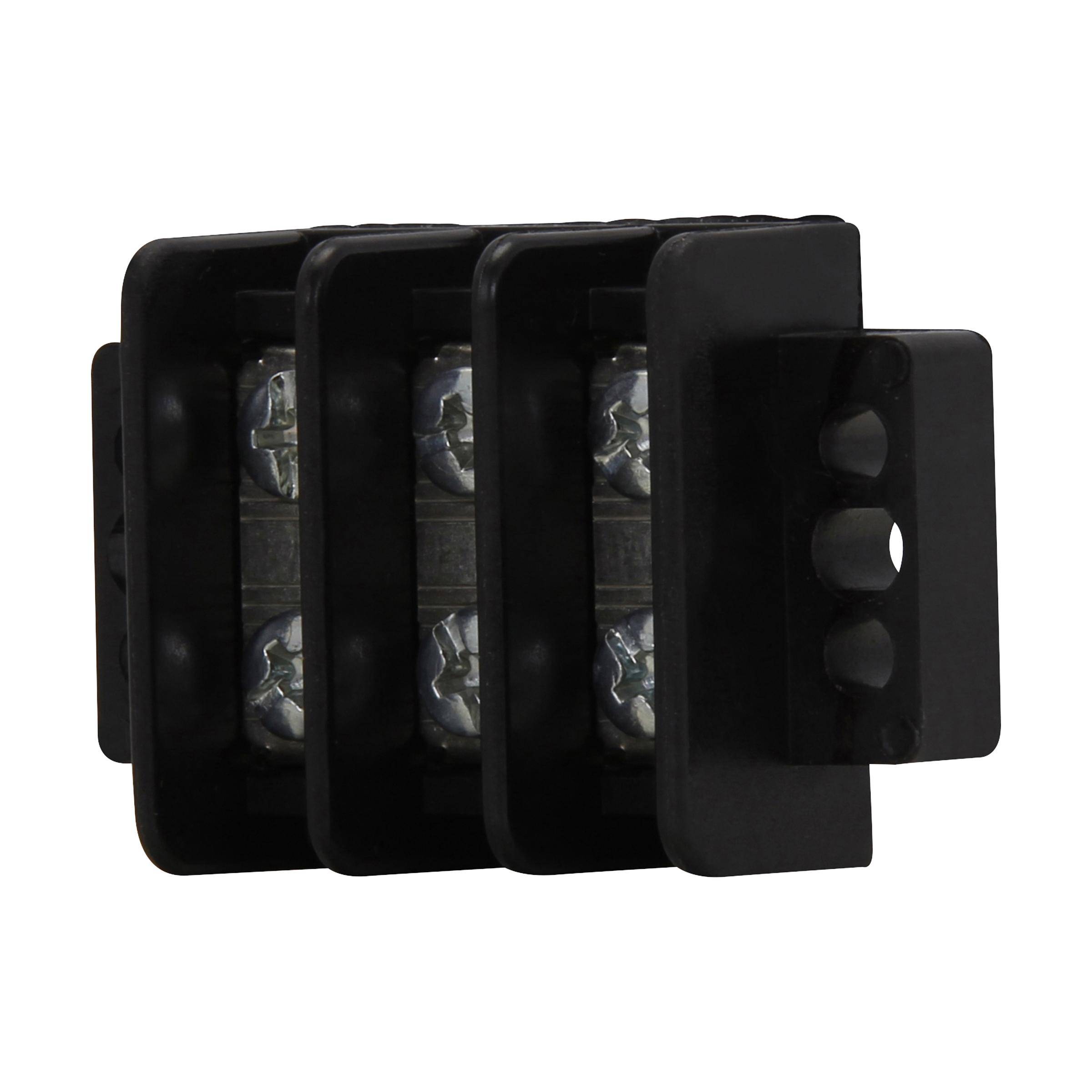 Edison TB200HB-04SP 4-Pole Terminal Block, 600 V, 30 A, Black
