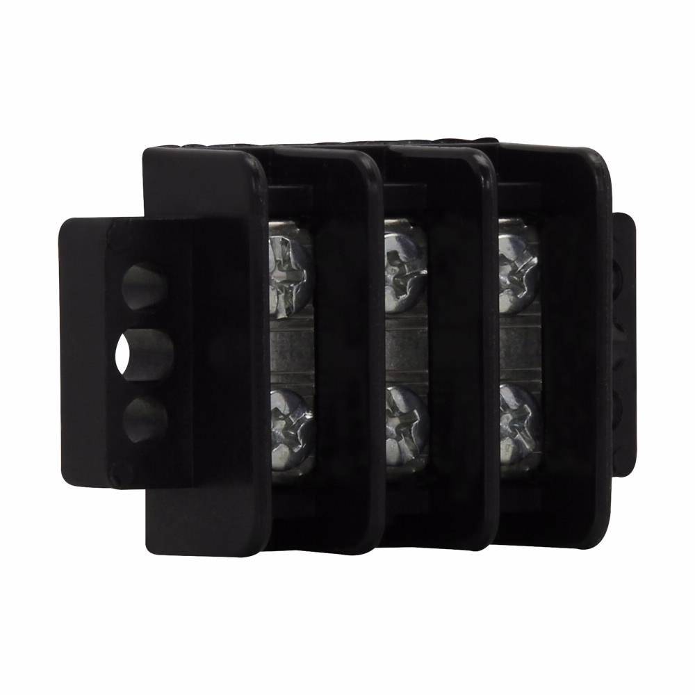 Edison TB200HB-02SP 2-Pole Terminal Block, 600 V, 30 A, Black