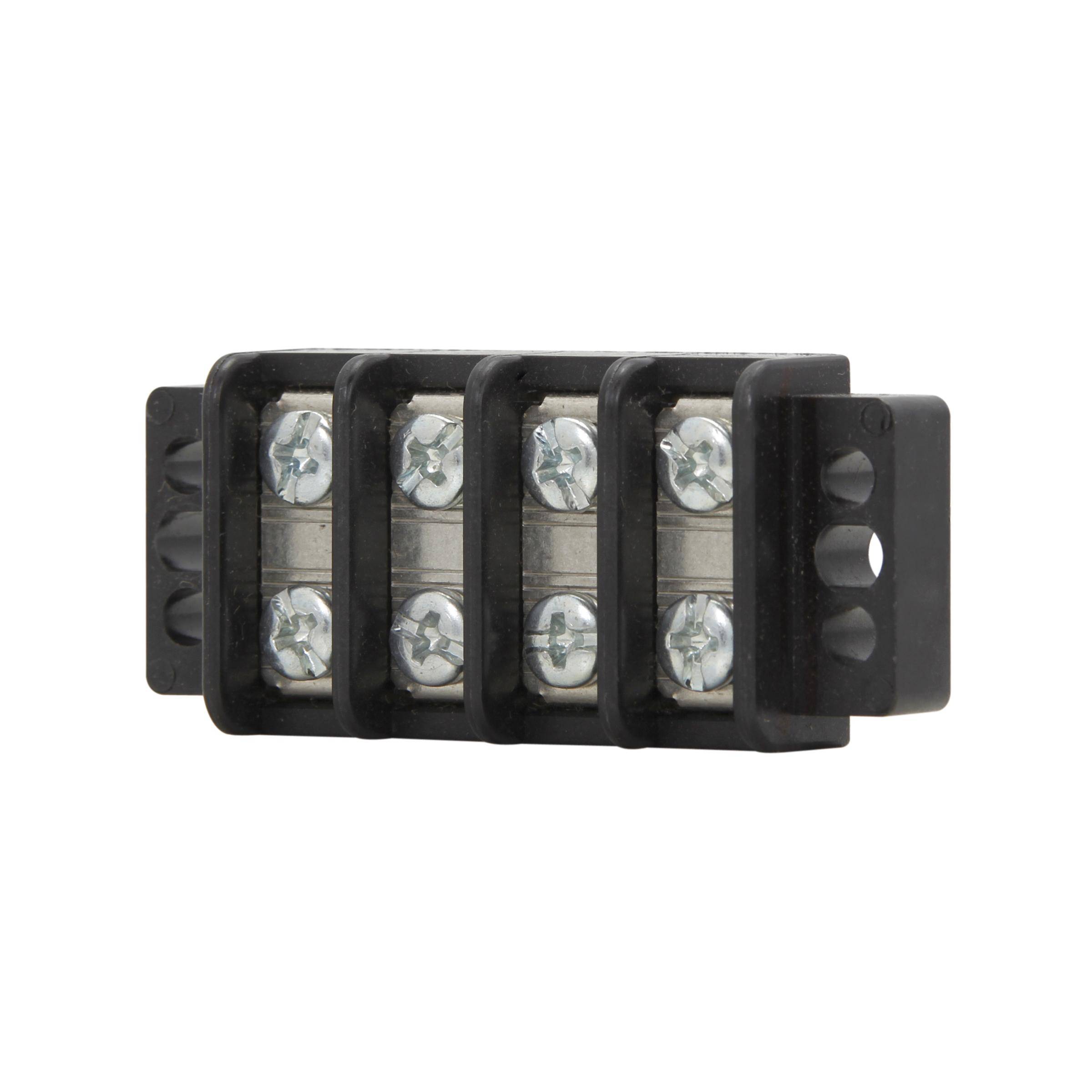 Bussmann TB200-08QC7 Double Row Terminal Block Strips and Barrier Block, 300 V, 30 A, Black