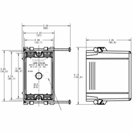 20 Cu Inch, 4-Knockout, Thomas & Betts Corporation B120A-UPC Blue™ Outlet Box, 1-Gang
