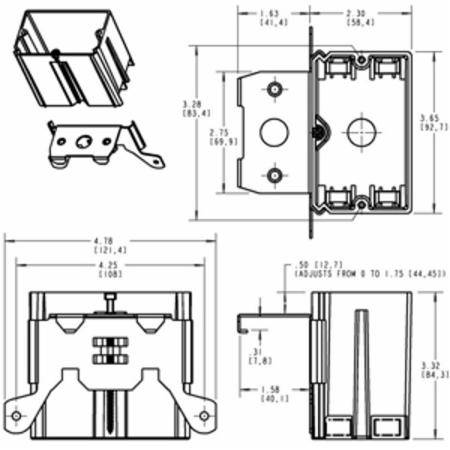 21 Cu Inch, Thomas & Betts Corporation B121ADJ Blue™ Switch Box, 1-Gang