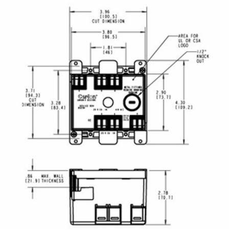 25 Cu Inch, Thomas & Betts Corporation B225R-UPC Blue™ Outlet Box, 2-Gang