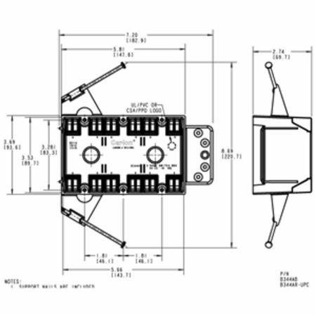 44 Cu Inch, Thomas & Betts Corporation B344AB Blue™ Switch Box, 3-Gang