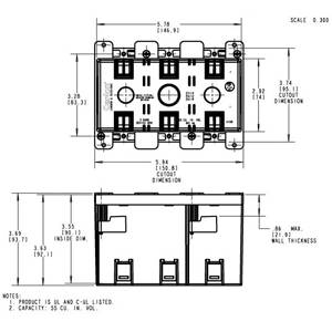 55 Cu Inch, Thomas & Betts Corporation B355R Blue™ Outlet Box, 3-Gang
