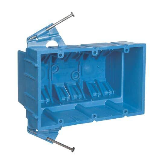 Carlon® BH353AR New Work Outlet Box, PVC, 53 cu-in, 3 Gangs, 3.53 in L x 5.66 in W x 3.5 in D