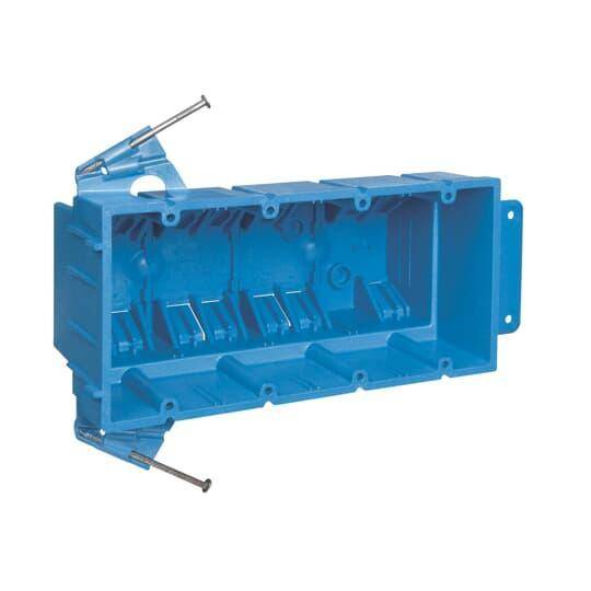 Carlon® BH464AR New Work Outlet Box, PVC, 64 cu-in Capacity, 4 Gangs, 3.53 in L x 7.46 in W x 3.18 in D