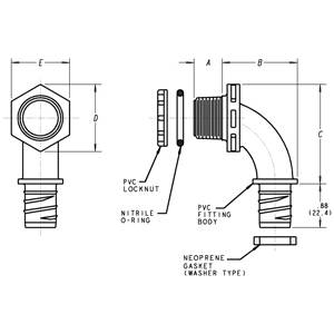 1/2" Thomas & Betts Corporation LN20DA Carflex® Liquidtight Flexible Conduit Connector