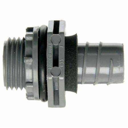 1/2" Gray PVC Straight 1-Piece Spiral Threaded Male Liquidtight Flexible Non-Metallic Conduit Connector
