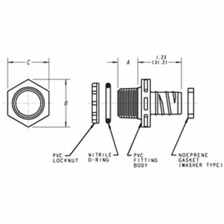 1/2" Gray PVC Straight 1-Piece Spiral Threaded Male Liquidtight Flexible Non-Metallic Conduit Connector