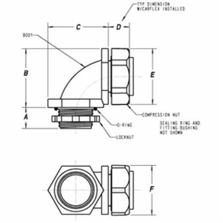1-1/2" Thomas & Betts Corporation LT20H Carflex® Liquidtight Flexible Conduit Connector