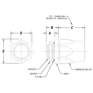 3/4" Thomas & Betts Corporation LT43E-NEW Carflex® Liquidtight Flexible Conduit Connector