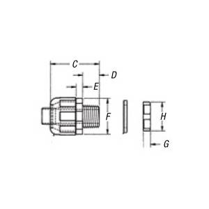 EATON Crouse-Hinds Liquidator™ LT50G Liquid Tight Non-Insulated Straight Threaded Conduit Connector With 14 to 4 AWG Aluminum Grounding Lug, 1/2 in Trade, Malleable Iron, Electro-Plated Zinc