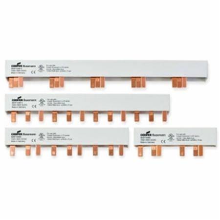 Bussmann BB3P100M6 6-Pin Modular Combination Busbar With Endcaps Assembled, For Use With Class CC, Midget and PV Fuses, 600 VAC/VDC, 100 A, 3 ph, Class J, 17.8 mm Pitch