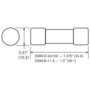 Bussmann DMM-B-44/100 Fast Acting Fuse, 0.44 A, 1000 VAC/VDC, 20 kA Interrupt, Cartridge Body