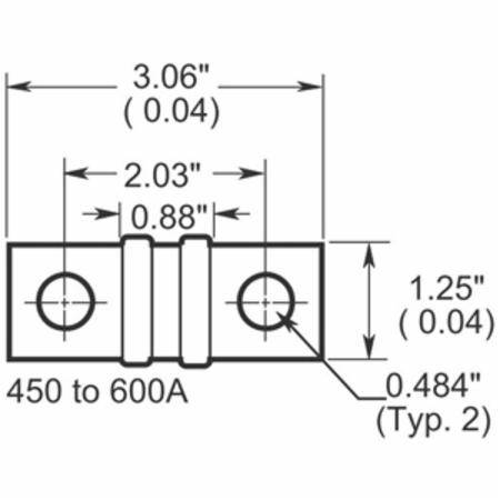 Bussmann Limitron™ T-Tron® JJN-450 Fast Acting Current Limiting Low Voltage Fuse, 450 A, 300 VAC/160 VDC, 20/200 kA Interrupt, T Class, Cartridge Body