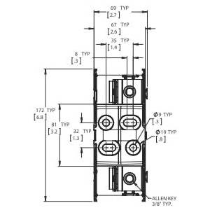 Edison JM60200-1CR JM600 Fuse Block, 600 VAC, 110 to 200 A, J Class, 6 AWG to 250 kcmil, 2 to 6 AWG Wire, 1 Pole