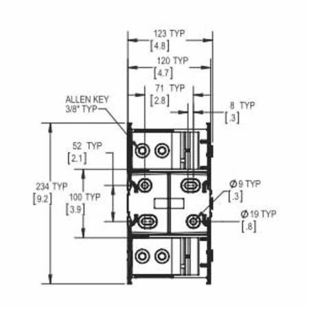 Edison JM60600-1CR JM600 Fuse Block, 600 VAC, 450 to 600 A, J Class, 4 AWG to 500 kcmil Wire, 1 Pole