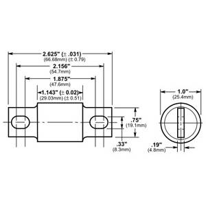 Bussmann TPL-BC Current Limiting Telecommunication Fuse, 90 A, 170 VDC, 100 kAIC Interrupt