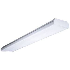 4', 4-Lamp, 120 to 277 V, Hubbell Incorporated AWW4-432-4EU Fluorescent Wraparound Light Fixture, Clear Acrylic Prismatic Diffuser,