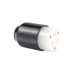 EATON Arrow Hart™ AutoGrip™ Eaton Wiring Devices 5269N Straight Blade Connector, 125 VAC, 15 A, 2 Poles, 3 Wires, Black/White