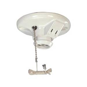 EATON Wiring Devices Arrow Hart™ 667-SP 2-Piece Ceiling Receptacle Lampholder With 2-Pole 3-Wire Outlet and Pull Chain Switch Lamp, 660 W Lamp, 125 VAC, 15 A, Medium
