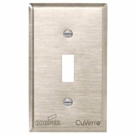 EATON Arrow Hart™ Eaton Wiring Devices 93071-SP-L 93000 Standard Toggle Switch Wallplate, 1 Gangs, 4-1/2 in H x 2-3/4 in W, 302/304 Stainless Steel, Clear