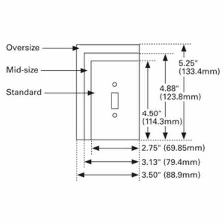 EATON Arrow Hart® PJ826W Mid-Size Combination Wallplate, 2 Gangs, 4.87 in H x 4.94 in W, Polycarbonate, White