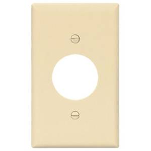 EATON Arrow Hart PJ7V Mid-Size Screwless Receptacle Wallplate, 1 Gang, 4.87 in H x 3.12 in W, Polycarbonate, Ivory