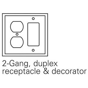 EATON Arrow Hart® PJ826W Mid-Size Combination Wallplate, 2 Gangs, 4.87 in H x 4.94 in W, Polycarbonate, White