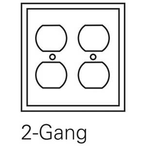EATON Arrow Hart™ Eaton Wiring Devices PJ82LA PJ Series Mid-Sized Receptacle Wallplate, 2 Gangs, 4.87 in H x 4.94 in W, Polycarbonate/Thermoplastic, Light Almond