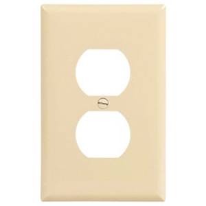 EATON Arrow Hart™ Eaton Wiring Devices PJ8LA PJ Series Mid-Sized Receptacle Wallplate, 1 Gangs, 4.87 in H x 3.12 in W, Polycarbonate/Thermoplastic, Light Almond