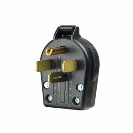 EATON Arrow Hart™ Eaton Wiring Devices S21-SP Angled Universal Straight Blade Plug, 125/250 VAC, 30/50 A, 3 Poles, 4 Wires, Black