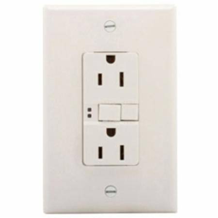 EATON SGF15W-M-L Duplex Self-Test GFCI Receptacle, 125 VAC, 15 A, 2 Poles, 3 Wires, White
