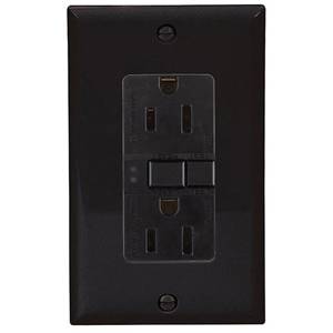 EATON Eaton Wiring Devices SGF20B Duplex Self-Test GFCI Receptacle, 125 VAC, 20 A, 2 Poles, 3 Wires, Brown