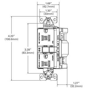 EATON Eaton Wiring Devices TRSGF15W-M Duplex Self-Test Tamper-Resistant GFCI Receptacle, 125 VAC, 15 A, 2 Poles, 3 Wires, White