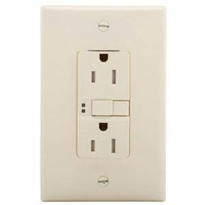EATON Eaton Wiring Devices TRSGF15W-M Duplex Self-Test Tamper-Resistant GFCI Receptacle, 125 VAC, 15 A, 2 Poles, 3 Wires, White