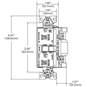 EATON Eaton Wiring Devices TWRSGF15V Duplex Self-Test Tamper Weather-Resistant GFCI Receptacle, 125 VAC, 15 A, 2 Poles, 3 Wires, Ivory