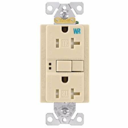 Eaton Wiring Devices TWRSGF20V TWRSGF Tamper/Weather-Resistant Duplex GFCI Receptacle, 125 VAC, 20 A, 2 Poles, 3 Wires, Ivory