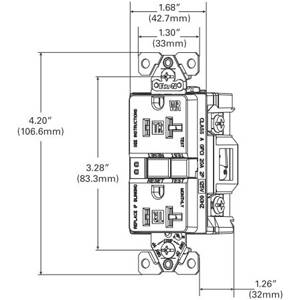 Eaton Wiring Devices TWRSGF20V TWRSGF Tamper/Weather-Resistant Duplex GFCI Receptacle, 125 VAC, 20 A, 2 Poles, 3 Wires, Ivory