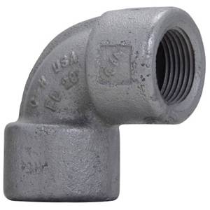 Crouse-Hinds EL19 EL Series Female Conduit Elbow, 1/2 in Trade, 90 deg, Ductile Iron/Feraloy® Iron Alloy, Aluminum Acrylic Painted/Electro-Galvanized