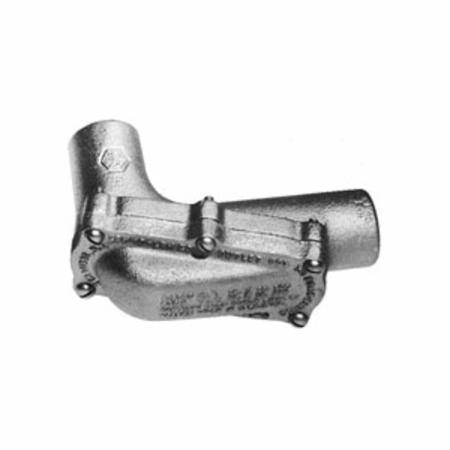 Crouse-Hinds Condulet® ET218 Short Radius Threaded Service Entrance Tee, 3/4 in, 1/2 in, 1/2 in Trade, 90 deg, Feraloy Iron Alloy, Electro-Galvanized/Aluminum Acrylic Painted