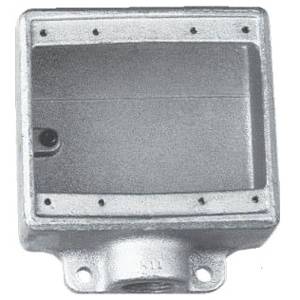 Crouse-Hinds Condulet® FD12 Type FD 1-Outlet Deep Device Box With Mounting Lug, Grounding Screw, 1/2 in Trade, 2 Gangs, Copper-Free Aluminum, Natural