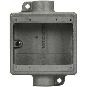 EATON Crouse-Hinds Condulet® FDC222 2-Entry Deep Device Box, 3/4 in Trade, 2 Gangs, Feraloy® Iron Alloy, Aluminum Acrylic Painted/Electro-Galvanized