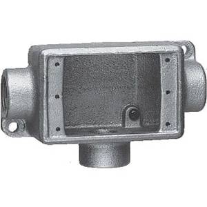 Crouse-Hinds Condulet® FDCT2 Type FDC 3-Outlet Deep Device Box With Mounting Lug, 3/4 in Trade, 1 Gang, Feraloy Iron Alloy, Electro-Galvanized/Aluminum Acrylic Painted