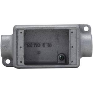 EATON Crouse-Hinds Condulet® FSC2 2-Entry Feed-Through Shallow Device Box With Mounting Lug And Ground Screw, 3/4 in Trade, 1 Gang, Feraloy® Iron Alloy, Aluminum Acrylic Painted/Electro-Galvanized