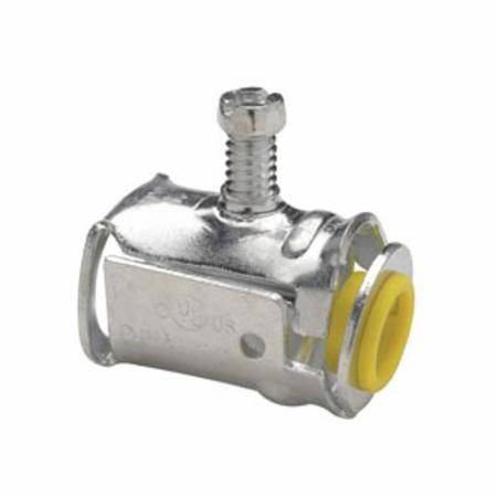 Crouse-Hinds Quick-Lok™ QLK50D Duplex Conduit Connector With Captive Clamp, 1/2 in Trade, For Use With AC/MC/FMC Cable, Steel, Zinc Plated