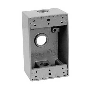Crouse-Hinds TP7010 Weatherproof Outlet Box, Die-Cast Aluminum, 18 cu-in Capacity, 1 Gangs, 3 Outlets, 3 Knockouts, 2-7/8 in W x 2 in D x 4-9/16 in H