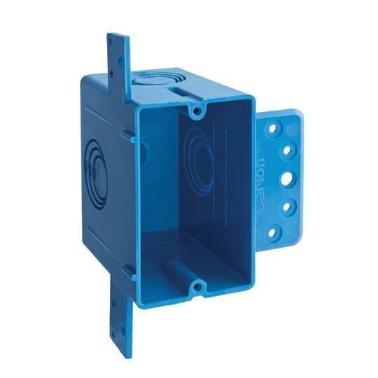 Carlon® A122 ENT Flexible Raceway Outlet Box With Eccentric Knockout, PVC, 22 cu-in Capacity, 1 Gangs, 5 Knockouts, 3.53 in L x 2.1 in W x 3.25 in D