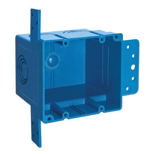 Carlon® A238 ENT Flexible Raceway Non-Metallic Outlet Box With Eccentric Knockouts, PVC, 38 cu-in Capacity, 2 Gangs, 5 Knockouts, 3.844 in L x 3.53 in W x 3.45 in D